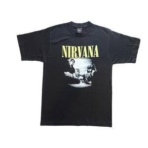 Deadstock Vintage Medium Nirvana Distressed Black Graphic Band‎ T-Shirt